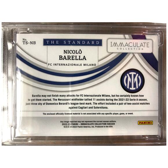 2022 Panini Immaculate The Standard #TS-NB Nicolo Barella /49 PSA 10 Inter Milan - Picture 6 of 8